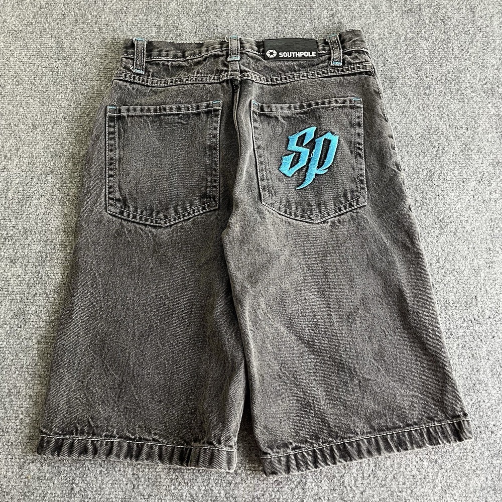 Southpole Denim Shorts Womens Juniors Size 12 Gray Wash SP Embroidered Y2K